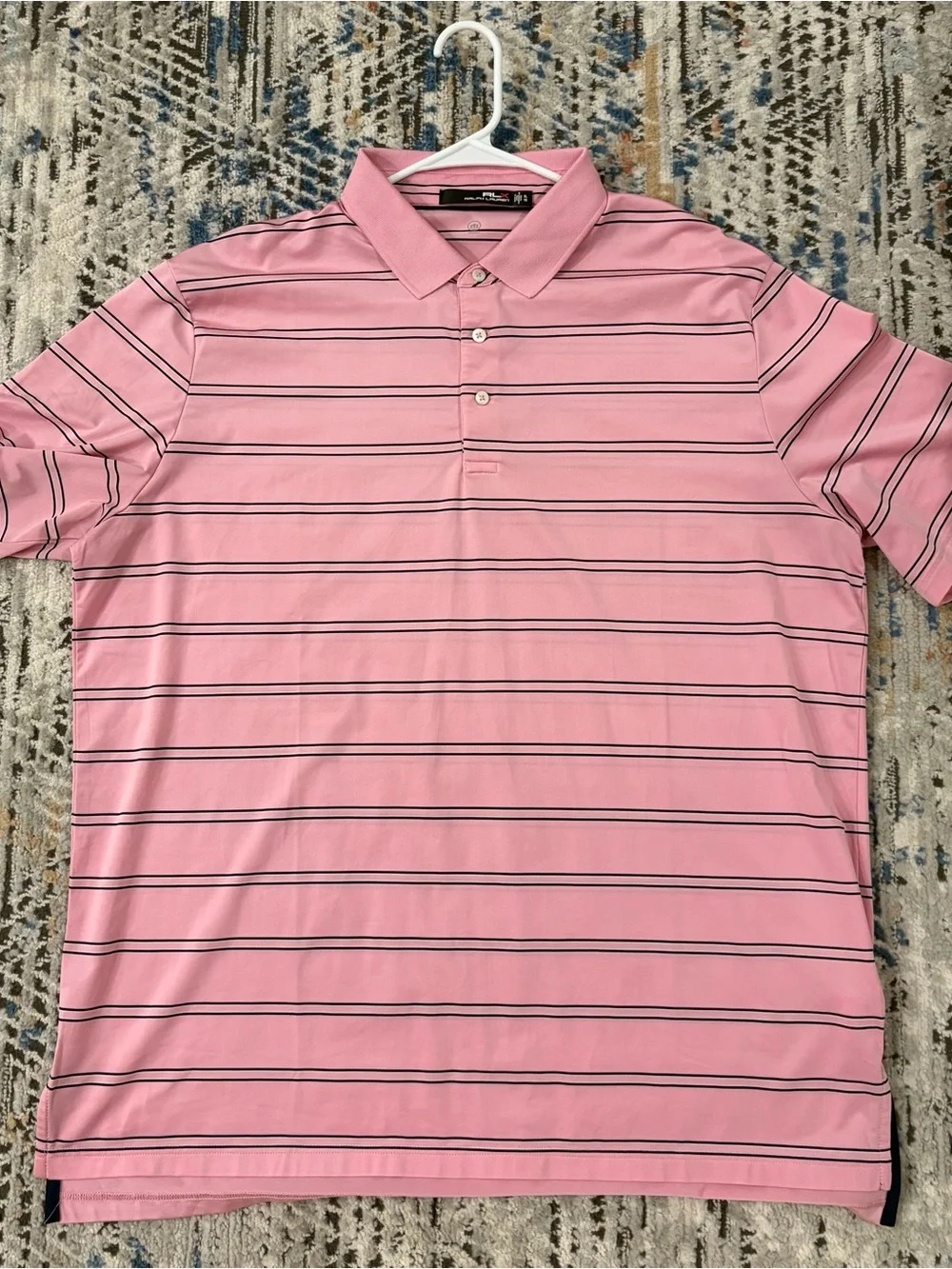Ralph Lauren Pink Polo with Navy and White Stripes